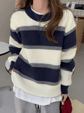 Strickpullover mit Farbblock-Streifen
